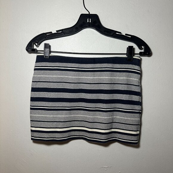 Zara Trafaluc Navy & White Striped Knit Mini Skirt – Size S - Picture 8 of 9